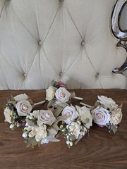 Ling’s Moment wedding bouquet set 5 ivory artificial flowers bridesmaid bridal
