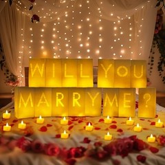 Light Up Letters Proposal Decorations with Flameless Candles Will You Marry Me