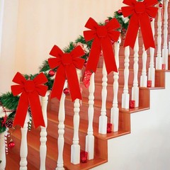 Hongsome 10 Pack Red Bows Christmas Tree Decorations,9”x13”Large Multicolor