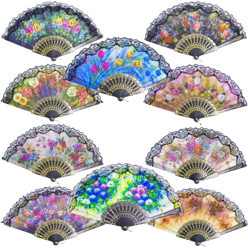 Grosun 10 Pieces Spanish 9 inches (closed), 16.5 (open), multicolor