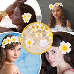 100Pcs White Foam Hawaiian Frangipani Artificial Plumeria Flower Petals 9547