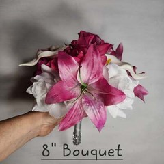 Fuchsia White Rose Tiger Lily Bridal Wedding Bouquet Accessories