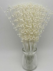 100 Bunch White Ivory Pearl Flower Stem Beads Garland Sprays Bridal Bouquet Wed