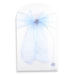 150 pcs Organza Chair Cover Bow Sash 108″x8″ – Light Blue – w/ Bow Covers ur