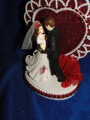 New Elegant Wedding Dancing Couple Caketop, Crystal Heart, red decor #338