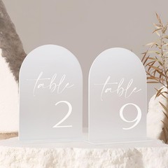 Hoodo Frosted Arch Acrylic Table Numbers 1-30 Stands 5X7 Acrylic Arch Signs And