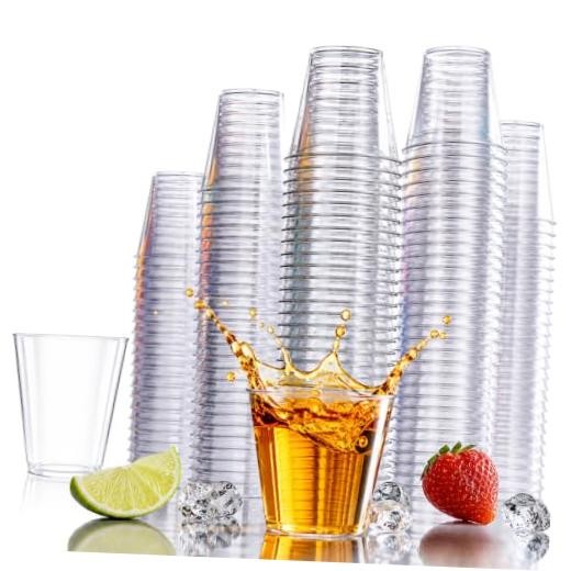 | 1oz CLEAR PLASTIC SHOT GLASSES | Disposable Drink Party 100 COUNT 1 oz CUPS