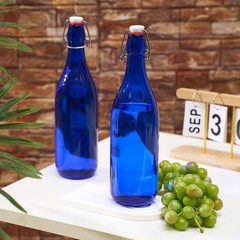 Teenyyou 6 Pcs Cobalt Blue Glass Bottles 1 L/ 33.75 oz oz,