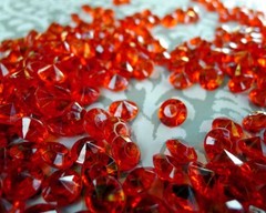 350pc Round 4 Carat 0.4inch 10mm Diamonds Confetti, Christmas Red Acrylic Gems