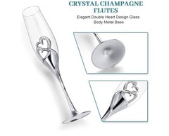 4 Piece Champagne Flutes and Cake Knife Server Set, Bride and Groom Toasting …