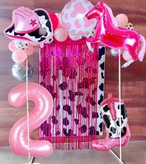Cowgirl Balloons Pink Girl 2nd Rodeo Birthday Party Decorations, Disco Girl W…