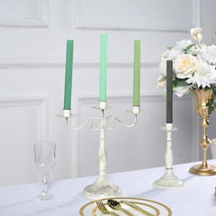 ASSORTED GREEN 5 Ribbed Design 9″ Unscented Premium Wax Taper CANDLES Party