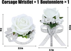2 Pieces Elegant White Corsage & Boutonniere Set – All Occasion Floral Accessory