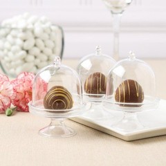12 Miniature Plastic Clear Acrylic Cake Holder with Dome 2″ x 2.5″ party favors