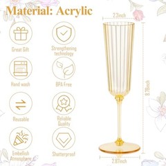 Pack Plastic Champagne Glasses Unbreakable Ribbed Champagne Flutes 12 Gold