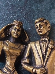 Vintage Bride And Groom Brass Topper