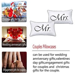 2PCS Mr and Mrs Pillow Cases,His and Hers Couples Pillowcases,Romantic