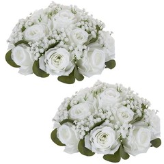Baby Breath Flower Balls: 8.6 inch Diameter Artificial Rose Fake 2 Pcs White