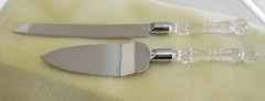 Vintage Wedding 2 Pc Hostess Set – Stainless Steel, Diamond Cut Acrylic Handles