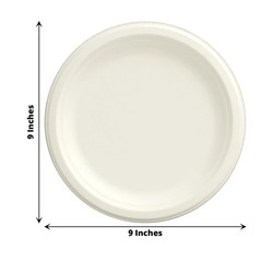 50 Round 9″ WHITE Bagasse Sustainable SALAD PLATES Party Events Home Decorations