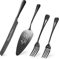 Wedding Cake Knife and Server Set, Black Cake Cutting Set for Wedding, 4 Pieces