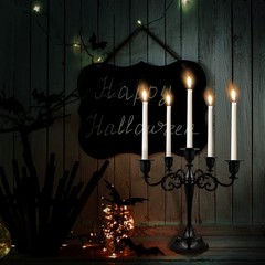FANWNKI 5-Candle Metal Candelabra 10.2 Inch Tall Candlestick Black-regular