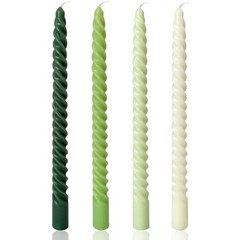10 Inch Spiral Taper Candles for Home Decoration, 4 Pack 10 inches, Green