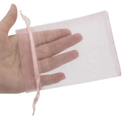 50Pcs Pink Organza Drawstring Jewelry Small Bag for Earring Favor Wrapping Packi