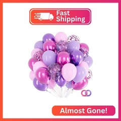 KAWKALSH Pink and Purple Balloons, 68PCS 12 Inch Metallic Purple Pink Confetti L