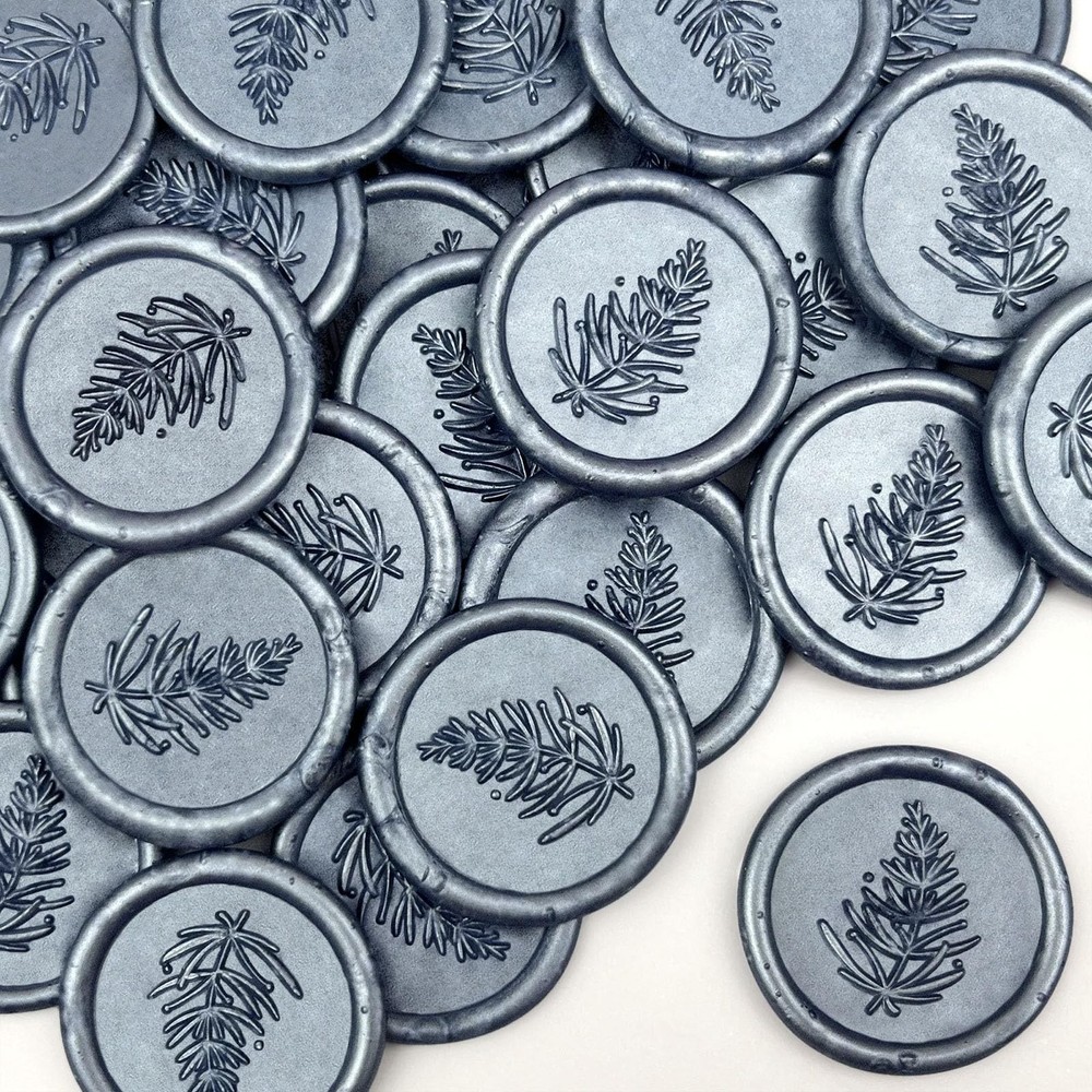 25pc Handmade Wax Seal – Wedding Invitation Stickers, Self-Adhesive, Gray Blu…