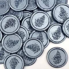 25pc Handmade Wax Seal – Wedding Invitation Stickers, Self-Adhesive, Gray Blu…
