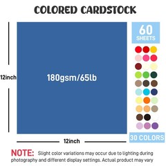 Booknow 60 Sheets Colored Cardstock Paper for Crafts, 30 Medium, Multi