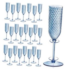 Pcs Blue Plastic Champagne Flutes 5.5oz Unbreakable Wedding 24 Clear Blue