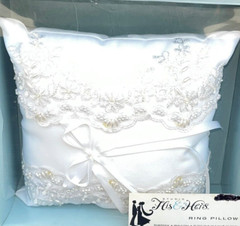 Studio His and Hers Wedding Ring Pillow 456434 White Nwt 7 x 7 x 3 Hobby Lobby