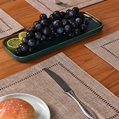 Set of 4 Decorative Linen Placemats 12 4 pieces 12 x 18” Light Coffee/Straight