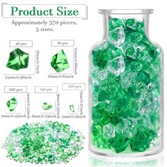570 Pcs 5 Sizes St Patricks Day and Clear Fake Crushed Ice Rocks Irish Green