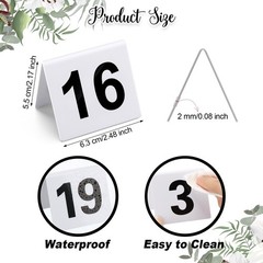 Tuanse Table Numbers 1-25 Acrylic Double 2.5 x 2.17 x 2 inches, White, Black