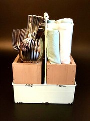 CADDY SET (4-PC) PARTY FAVOR Mint-Metal & Wood Boxes CRAFT Occasion Buffet