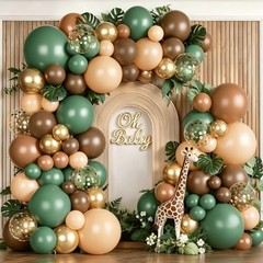 Sage Balloons Arch Kit, Woodland Safari Balloon with Sage Green Brown Gold