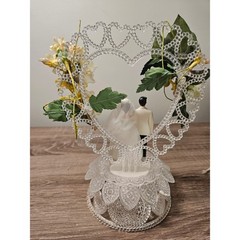 Vintage Wedding Cake Topper Lot 4pc Wilton Bride Groom Retro Lace Floral 1993
