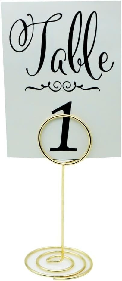 10 Place Card Stands and 10 Table Number Holders in One Pair Brass Gold for Food