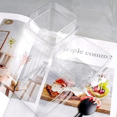 YOIYINI 25Pcs 8oz Mini Square Clear Dessert Cups with Lids and Spoons,Plastic