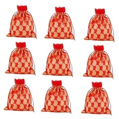 Drawstring Bags Traditional Indian Handcrafted 9×7 inches Paisley (9 Pcs) Red