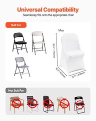 VEVOR 12PCS White Stretch Spandex Folding Chair Covers for Wedding Party Dining