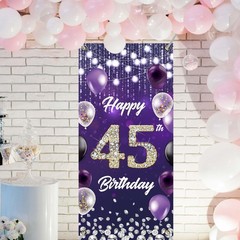 Happy 45th Birthday Backdrop Banner Purple Theme Background with Shiny Diamon…
