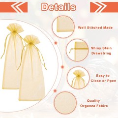 14 x 5 Inch Organza Wine Bags 20 Pcs Gift Wrap Bags for Wedding Favors Gold