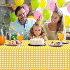 Denwiller 3 Pcs Yellow Gingham Tablecloth 54 x 108 inches,