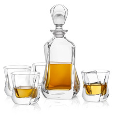 Joyjolt Aurora 5-Piece Crystal Whiskey Decanter Set100 Crystal Bar Set Crystal