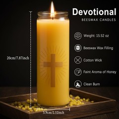Mosroad 4 Packs Beeswax Prayer Candles 7 Day Devotional Candles In Glass 100