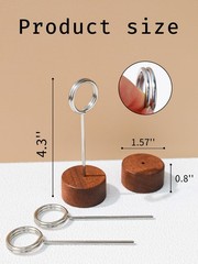 6 Pack Wood Place Card Holders with Metal Clip, 4.3″ Tall Table Silve Circle